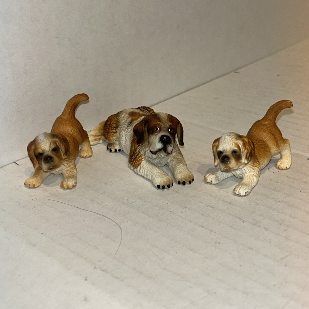 Schleich Animal Toy Saint Bernard Adult‎ and 2 Puppies 2005 2008 E3